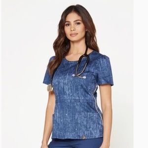HTF Jaanuu Peplum Scrub Top 💙 Denim Large